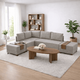 Banken - Slaapbank champagne stof - XXL 280 x 210 - Links - Fly - Dimehouse