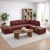 Banken - Slaapbank rood stof - XXL 280 x 210 - Rechts - Fly - Dimehouse