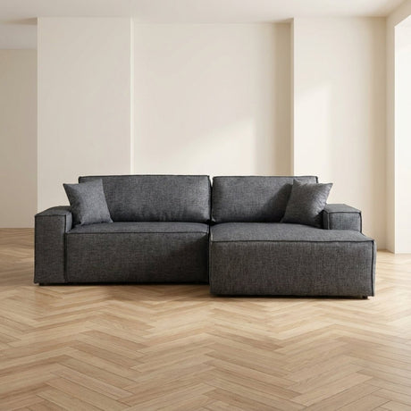 Hoekbank met slaapfunctie Rechts Pirlo Donker Grijs sfeerfoto in modern interieur