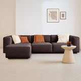 Modulaire hoekbank Fora met losse hocker linnen stof - donker bruin