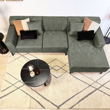 Hoekbank Davidson Microvezel Groen met compacte lounge - Rechts
