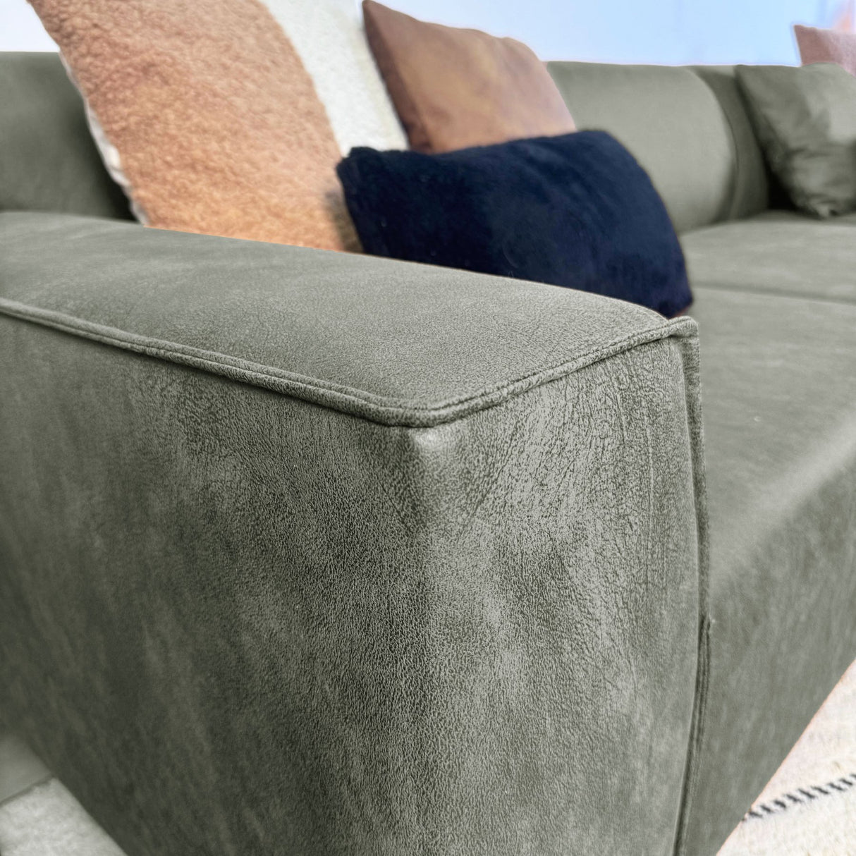 Hoekbank met compacte lounge groen microvezel Davidson - rechts