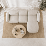 Banken - Hoekbank ronde longue beige velvet structuurstof Dwayne - rechts - Dimehouse