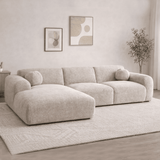 Hoekbank met lounge beige chenille stof Shane - links