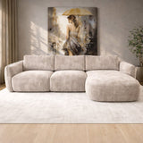 Hoekbank chaise longue beige structuurstof Dwayne - rechts