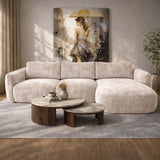 Hoekbank chaise longue beige structuurstof Dwayne - rechts