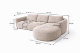 Hoekbank chaise longue beige structuurstof Dwayne - links