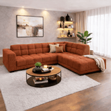 Hoekbank met lounge koper bouclé stof Nova - rechts