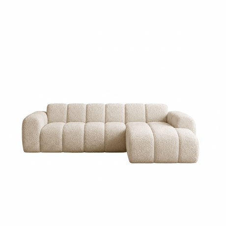Hoekbank met lounge beige velvet structuurstof - strepen - rechts - Brix