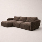 Hoekbank chaise longue mokka bruin structuurstof Dwayne - links