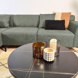 Hoekbank met compacte lounge groen microvezel Davidson - links