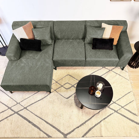 Hoekbank Davidson Microvezel Groen met compacte lounge - Links