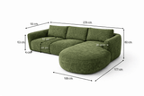 Hoekbank chaise longue olijfgroen structuurstof Dwayne - links