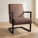 Industriële leren fauteuil taupe Tiger sfeerfoto in modern interieur