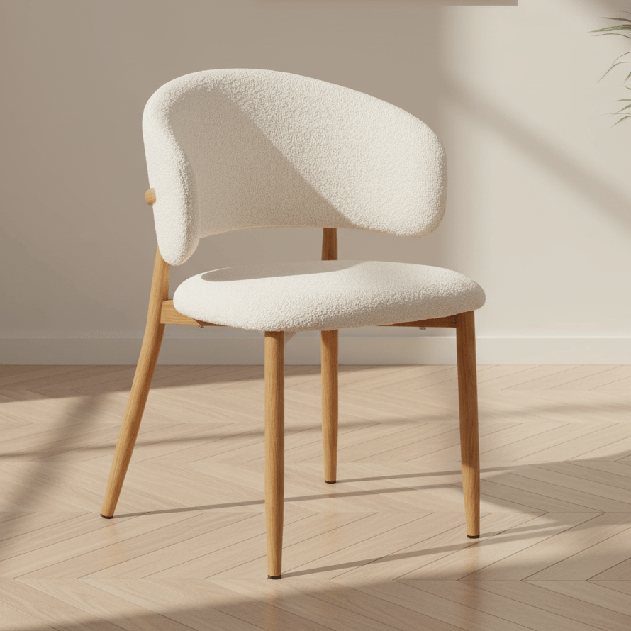 Japandi Eetkamerstoel Yuka Beige - Eikenlook Frame