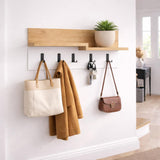 Kapstokken - Kapstok Eikenhout Melamine - 5 - Haaks Wit - 65 cm - Lagona - Dimehouse