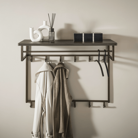 Kapstok Ferre 12-Haaks - Met Hoedenplank - Metaal Antiek Brons