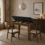 Eettafels - Kleine eettafel Walnoot met zwart Melamine - 110 cm - met opbergruimte - Kara - Dimehouse