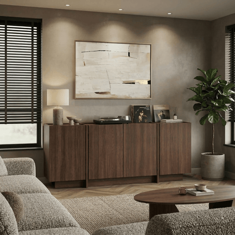 Dressoir Japandi walnoot melamine Lowen 180x45x80 cm