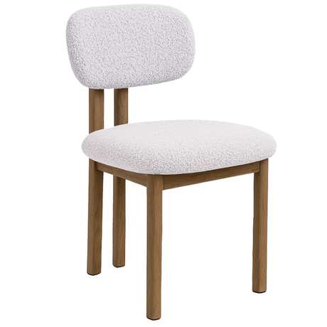 Japandi Eetkamerstoel Miyo Bouclé Ivoor - Eikenlook Frame