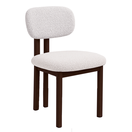Japandi Eetkamerstoel Miyo Bouclé Ivoor - Walnootlook Frame