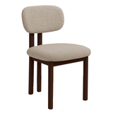 Japandi Eetkamerstoel Miyo Bouclé Zandkleur - Walnootlook Frame