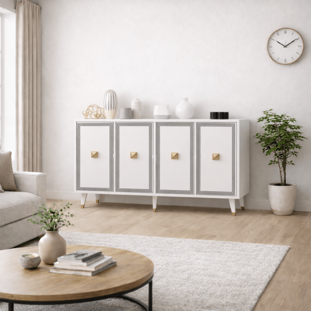 Modern Dressoir Ansel Wit-Goud Melamine 120 cm