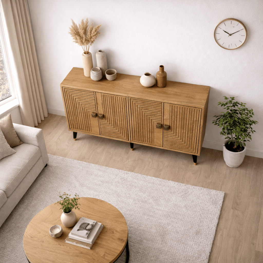 Modern Dressoir Saffier Eikenlook-Goud 120 cm Melamine Ahart