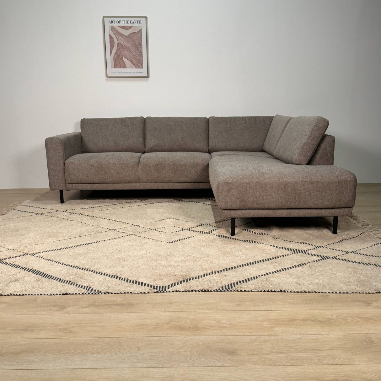 Moderne 3-zits Hoekbank Rechts Taupe Stof Aniko met Lounger 240x197x78 cm