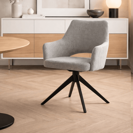 Moderne Draaibare Eetkamerstoel Grijs Stof Sid - Met Armleuningen