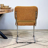 Moderne Eetkamerstoel Koper Bouclé Stof Sway - Chrome Frame - Zonder Armleuningen