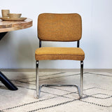 Moderne Eetkamerstoel Koper Bouclé Stof Sway - Chrome Frame - Zonder Armleuningen