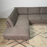 Moderne 3-zits Hoekbank Links Taupe Stof Aniko met Lounger 240x197x78 cm