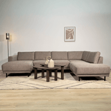 Moderne U-Bank Hoekbank Rechts Taupe Stof Aniko 310x197x78 cm
