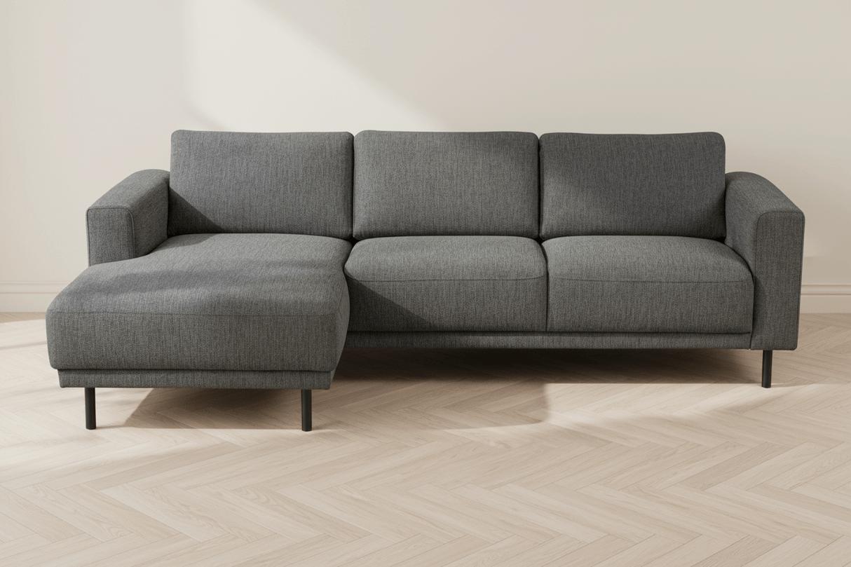 Moderne hoekbank met Chaise Longue Antraciet Stof Aniko links 238x142x78 cm