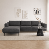 Moderne hoekbank met Chaise Longue Antraciet Stof Aniko links 238x142x78 cm