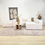 Modulaire hoekbank met losse hocker ecru beige linnen stof Fora - links