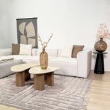 Modulaire hoekbank met losse hocker ecru beige linnen stof Fora - links