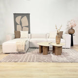 Modulaire hoekbank met losse hocker ecru beige linnen stof Fora - links