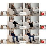 Modulaire hoekbank met losse hocker ecru beige linnen stof Fora - links