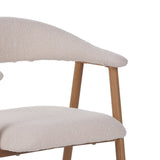 Japandi Eetkamerstoel Ivoor Bouclé Suki - Eikenlook Frame - Met Armleuning