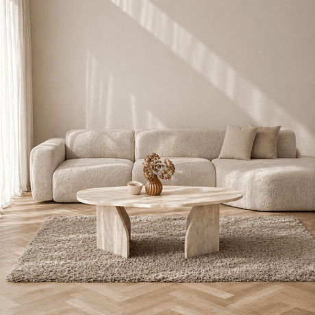 Organische Salontafel Traverin Melamine - 105x65 cm - Rack