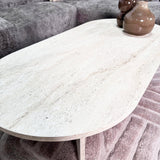Ovale Salontafel Travertin look Sabla - 119x60