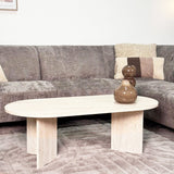Ovale Salontafel Travertin look Sabla - 119x60