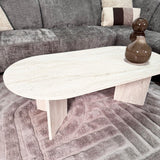 Ovale Salontafel Travertin look Sabla - 119x60