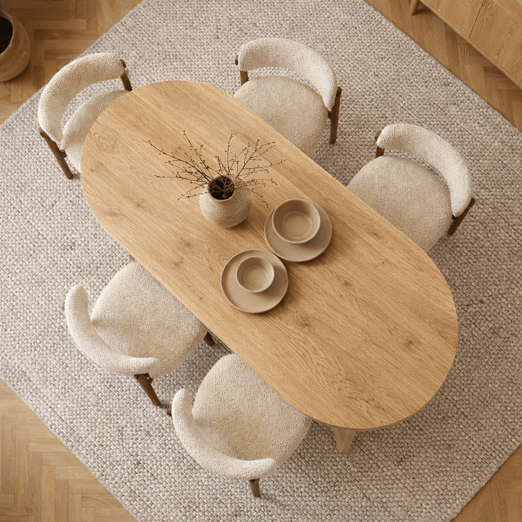 Eettafels - Ovale eettafel Eiken melamine - Japandi - 180x89,5x75 cm - Sota - Dimehouse