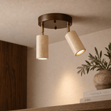 Hanglampen - Plafondlamp spot – Walnoot & Travertin - set van 2 - Akari - Dimehouse