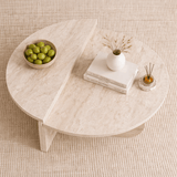 Ronde salontafel travertin melamine Orin 85 cm
