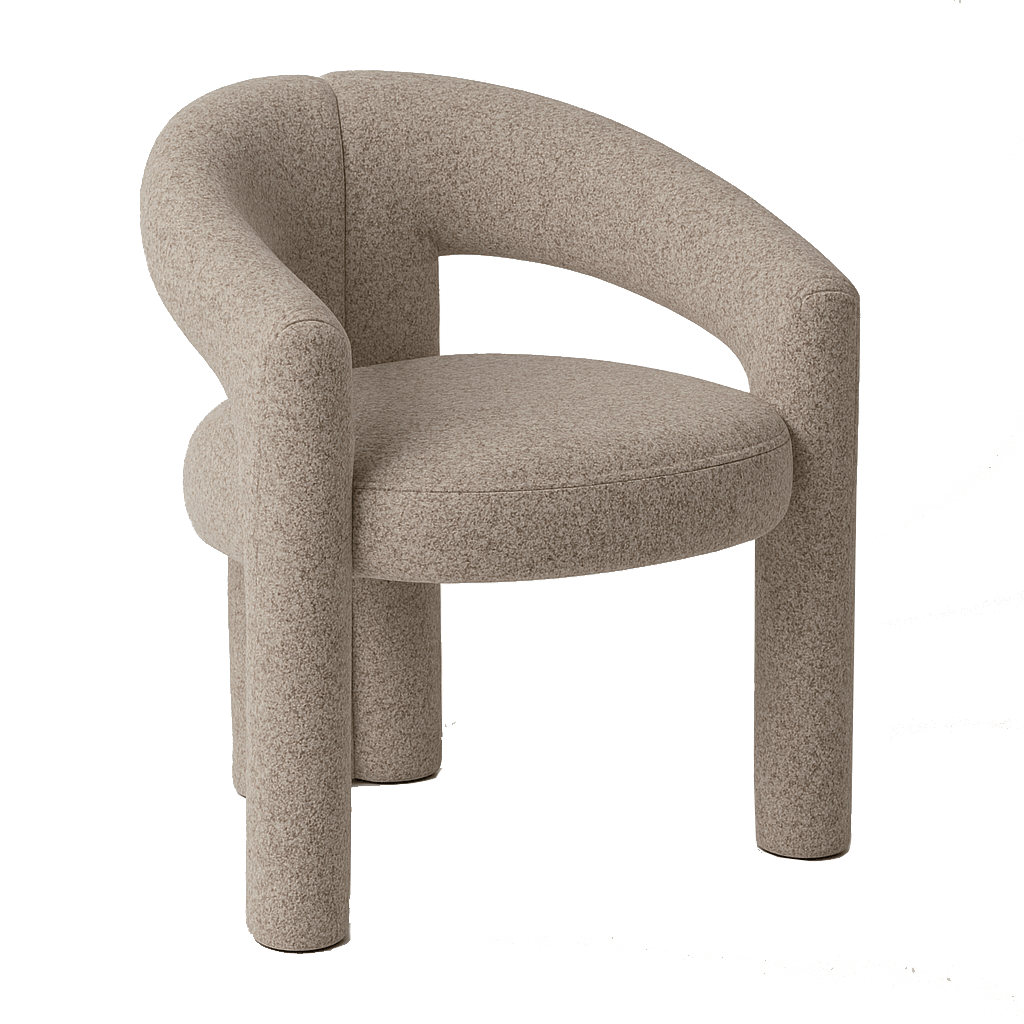 Design Eetkamerstoel Zandkleur Bouclé Maro - Volledig Stof