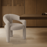 Design Eetkamerstoel Zandkleur Bouclé Maro - Volledig Stof